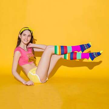 NEWZILL Medical Compression Socks for Women and Men Circulation 20-30 mmHg Best Compression Stockings for Running Athletic Travel Flight Nurses Rainbow