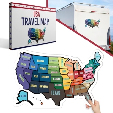 RV State Map Sticker Travel Map - 11" x 17", Explore & Mark States Visited - Interior/Exterior UV-Pr...