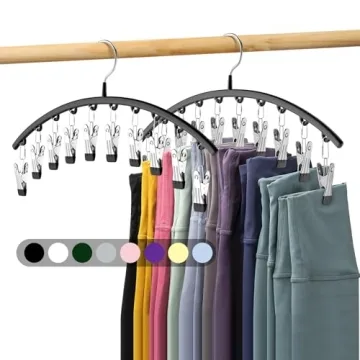 Space-Saving Legging Organizer - 2 Pack Metal Yoga Pants Hangers w/10 Clips