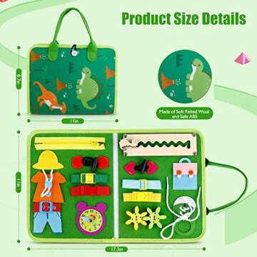 Busy Board, Montessori Toys for 1 2 3 4 Year Old Boys Girls, Sensory Board Learning Toys for Fine Mo...