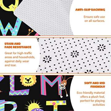 ZBIGTEE Classroom Rug ABC Area Rug for Playroom Handwriting Classroom Rug 5x7 ABC Floor Area Rug for Indoor Home Learning Area, Foldable Area Rug Play Mat Tiles Classroom Rug for Bedroom