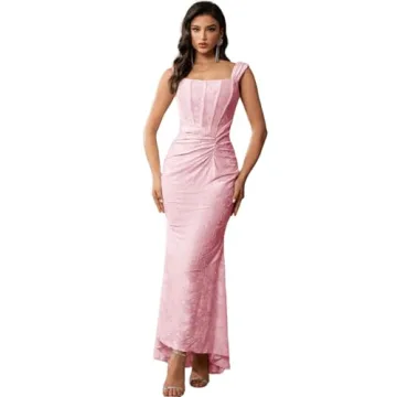 Elegant Lace Bodycon Fishtail Dress Wedding Guest Dress Fishbone Dress Shoulder Strap Ruched Midi Pa...