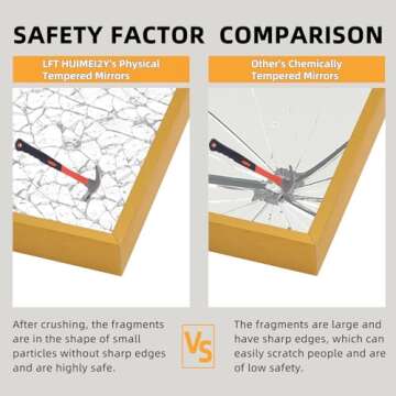 LFT HUIMEI2Y Full Length Mirror, 76.4"x37" Gold Oversized Tempered Floor Mirrors with Stand, Full Body Dressing Mirror Hanging or Leaning with Aluminum Alloy Frame Home Decor for Living Room, Bedroom