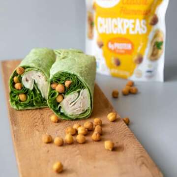 The Good Bean Crunchy Chickpeas - Classic Hummus - (6 Pack) 6 oz Resealable Bag - Roasted Chickpea Beans - Vegan Snack with Good Source of Plant Protein and Fiber