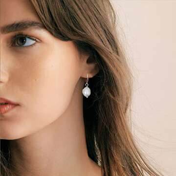 Stylish Women's Pearl Drop Huggie Earrings - 925 Sterling Silver