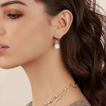 Chic Pearl Drop Huggie Earrings for Women - Sterling Silver