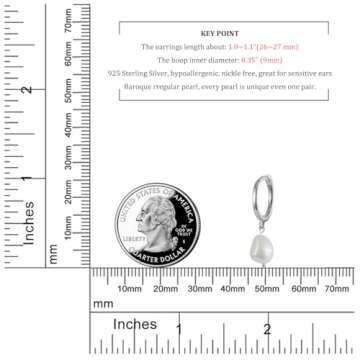 Chic Pearl Drop Huggie Earrings for Women - Sterling Silver