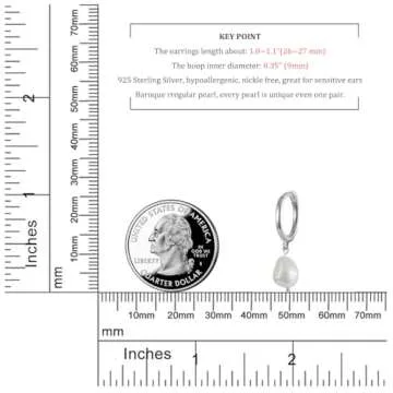 Chic Pearl Drop Huggie Earrings for Women - Sterling Silver