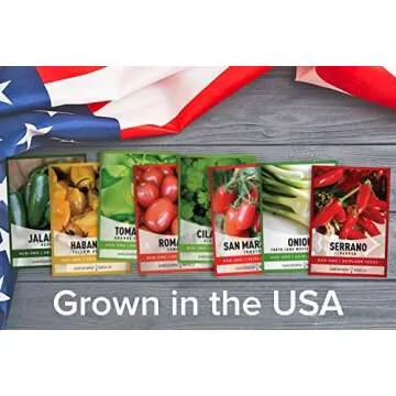Gardeners Basics, Heirloom Hot Salsa Growing Seed Packets 8 Varieties Habanero, Jalapeno, Serrano Peppers, Roma, San Marzano Tomato, Cilantro, Green Onion, Tomatillo for Garden Non-GMO Heirloom