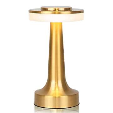 JHPGEOE Portable LED Desk Lamp, 3-Color Touch Control,3-Levels Brightness,Rechargeable Battery,Ideal Bedside Lamp for Nightstand,Bedroom, Living Room-Wall Lamp Dimmable Wall