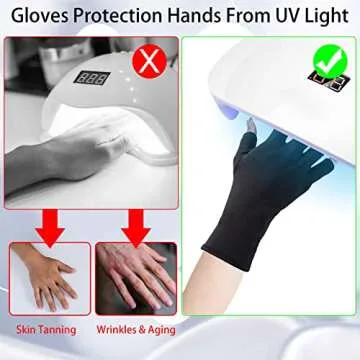 ANCIRS 2 Pairs UV Gloves for Gel Nail Lamp, Anti UV Fingerless Gloves for Nail Art DIY Accessories, ...