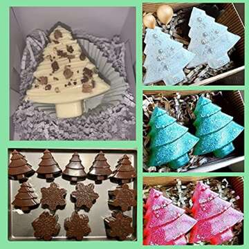 2 PCS 6 Cavity Christmas Tree Silicone Mold Cake Baking Mold Chocolate Candy Handmade Soap Ice Cube ...