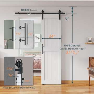 ALAMEDADT Sliding Barn Door with Barn Door Hardware Kit& Handle& Floor Guides,Pre-Drilled Holes Easy Assembly - Include Installation Manual, Water-Proof PVC Surface, H-Frame, White
