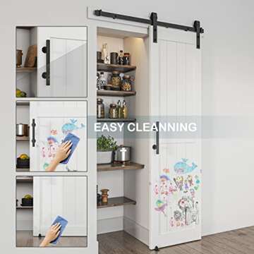 ALAMEDADT Sliding Barn Door with Barn Door Hardware Kit& Handle& Floor Guides,Pre-Drilled Holes Easy Assembly - Include Installation Manual, Water-Proof PVC Surface, H-Frame, White