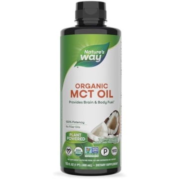 Nature's Way Organic MCT Oil, 16 Fl Oz, Brain and Body Fuel from Coconuts*, C8 Caprylic Acid and C10 Capric Acid, Keto and Paleo Certified, Organic, Non-GMO Project Verified (Packaging May Vary)