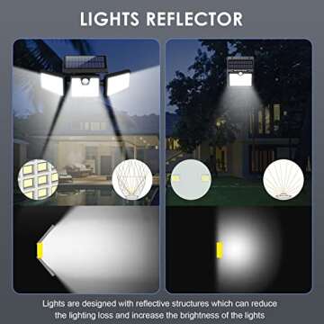 [2-Pack] Solar Outdoor Lights 341 LED Solar Motion Sensor Lights, 3 Head Security Lights with PIR Waterproof Solar Flood Wall Lights for Garden Patio