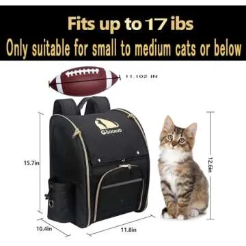 Cat Backpack Carrier, TSA Airline Approved Foldable Waterproof Cat Pet Backpack for Small Cats and S...