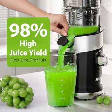 Juicer Machines, Aeitto Cold Press Juicer with 4.9" Large Feed Chute, Masticating Juicer Fits Whole ...