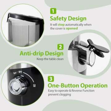 Juicer Machines, Aeitto Cold Press Juicer with 4.9" Large Feed Chute, Masticating Juicer Fits Whole Vegetables and Fruits, Slow Juicer Self Feeding, Easy to Clean, High Juice Yield, Black