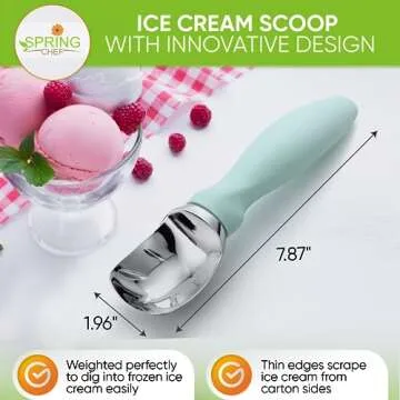 Spring Chef Heavy Duty Ice Cream Scoop – Ergonomic, Dishwasher Safe Tool for Perfect Scoops