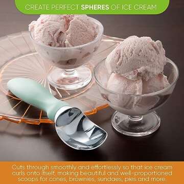 Spring Chef Heavy Duty Ice Cream Scoop with Comfortable Handle, Professional Metal Ice Cream Scooper for Gelato, Sorbet, Cookie Dough, Frozen Yoghurt - Dishwasher Safe Kitchen Tool - Mint