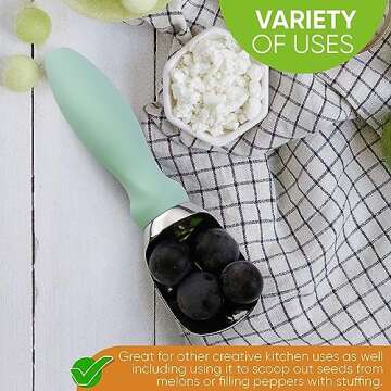 Spring Chef Heavy Duty Ice Cream Scoop with Comfortable Handle, Professional Metal Ice Cream Scooper for Gelato, Sorbet, Cookie Dough, Frozen Yoghurt - Dishwasher Safe Kitchen Tool - Mint