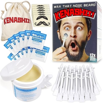 KENASHII Nose Wax Kit | 100 g Wax, 24 Applicators | Hair Removal Kit for Men and Women | Includes Ba...