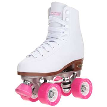 CHICAGO Skates Premium White Quad Roller Skates for Girls and Women Beginners Classic Adjustable High-Top Design for Indoor or Outdoor Skates and Roller Derby