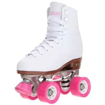 CHICAGO Skates Premium White Quad Roller Skates for Girls and Women Beginners Classic Adjustable High-Top Design for Indoor or Outdoor Skates and Roller Derby