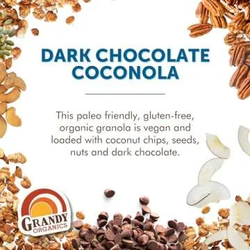 Grandy Organics Dark Chocolate Coconola Granola, Certified Organic Gluten Free Granola, Grain Free, ...