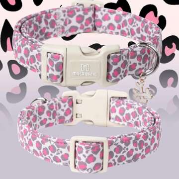 Maca Bates Pink Leopard Dog Collar for Stylish Dogs
