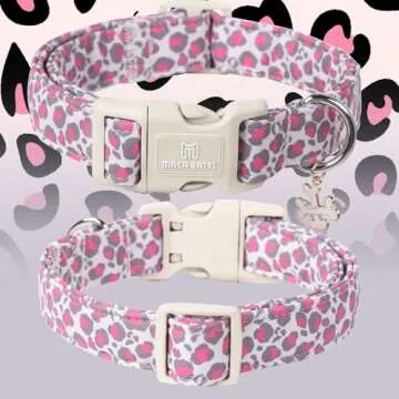 Maca Bates Pink Leopard Dog Collar for Stylish Dogs