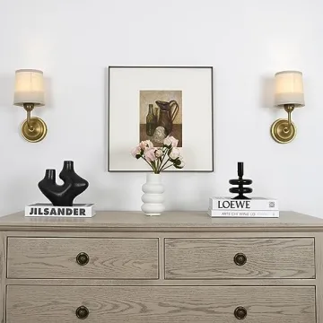 HEQIQEH Vintage Gooseneck Battery Operated Wall Sconce Light Fixture Set of 2 with Remote Control, Flared Funnel Linen Fabric Shade Dimmable Nightstand Lamps for Bedside Bedroom Living Room Lounge