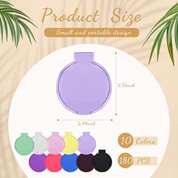 Juexica 180 Pcs Compact Mirror Bulk Round Mini Folding Mirror Portable Pocket Makeup Small Vintage T...