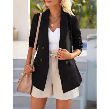 LookbookStore Blazer Jackets for Women 2024 Black Blazer Jackets Womens Spring Summer Blazer Jackets Long Blazers for Work Casual Business Office Blazer Long Jacket Suit Size S Size 4 6