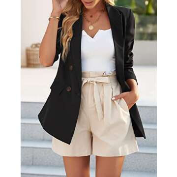 LookbookStore Blazer Jackets for Women 2024 Black Blazer Jackets Womens Spring Summer Blazer Jackets Long Blazers for Work Casual Business Office Blazer Long Jacket Suit Size S Size 4 6