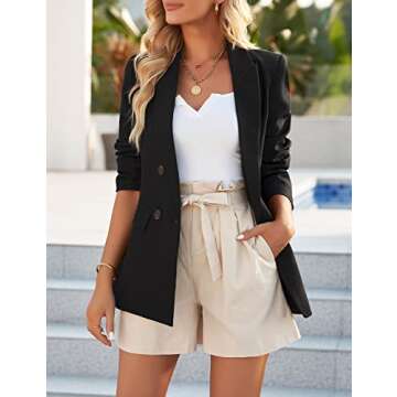 LookbookStore Blazer Jackets for Women 2024 Black Blazer Jackets Womens Spring Summer Blazer Jackets Long Blazers for Work Casual Business Office Blazer Long Jacket Suit Size S Size 4 6