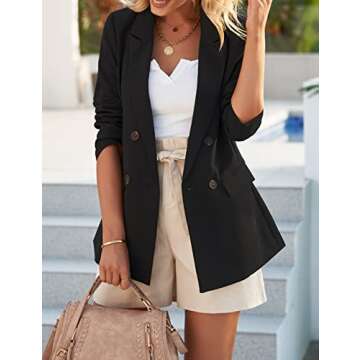 LookbookStore Blazer Jackets for Women 2024 Black Blazer Jackets Womens Spring Summer Blazer Jackets Long Blazers for Work Casual Business Office Blazer Long Jacket Suit Size S Size 4 6