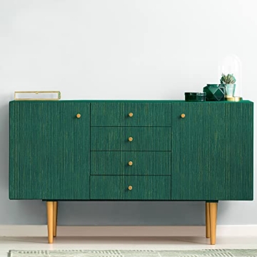 VEELIKE Textured Green Grasscloth Peel and Stick Wallpaper