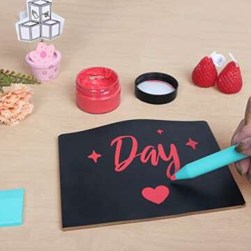 She Love Screen Printing Squeegee Mini Squeegees, Self Adhesive Screen Stencil Squeegee, Chalk Paste Squeegees and Rubber Stick 9 Pieces Set, Screen Printing Tools for Applying Chalk Paste or Ink