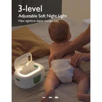 Momcozy Baby Wipe Warmer, Innovative Spring Design, Large Capacity Wipes Dispenser, Fast and Even Heating, 4 Modes of Temperature Heating Control, Diaper Wipe Warmer with Night Light