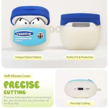 Cute Case for AirPods 4 Case Cover 2024 with Cleaning Kit, Funny Cartoon Kawaii AirPods 4th Generation Case Soft Silicone Case for Apple Airpods 4 Accessories with Keychain for Women Men Girls Boys