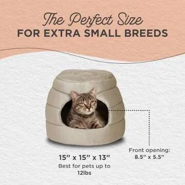 Best Friends by Sheri 2 in 1 Honeycomb Convertible Cat and Dog Cave Bed, Ilan Microfiber, Wheat, Standard