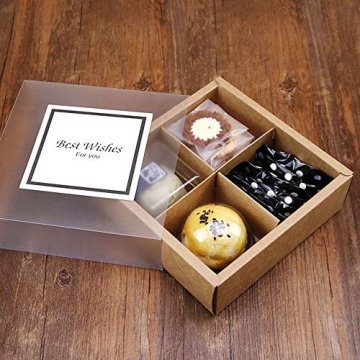 12 Packs Cupcake Boxes with 4 Lattices, Brown Food Grade Kraft Bakery Boxes with Inserts and Display...