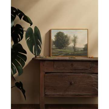 ARPEOTCY Vintage Framed Rustic Wall Art Decor, Bedroom Living Room Country Scenery Paintings Wall De...