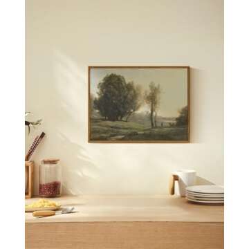 ARPEOTCY Vintage Framed Rustic Wall Art Decor, Bedroom Living Room Country Scenery Paintings Wall Decor, Canvas Prints Art, Kitchen Farmhouse Retro Home Decoration, 12x16 Inch