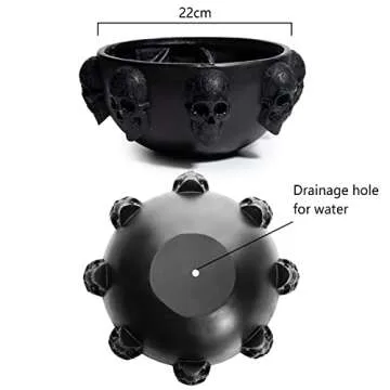 GUTE Large Skull Planter Bowl - 6" Deep Black Polyresin Skeleton Pot for Succulents, Indoor & Outdoo...