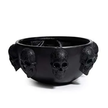 GUTE Large Skull Planter Bowl - 6" Deep Black Polyresin Skeleton Pot for Succulents, Indoor & Outdoor Plants, Decorative Flower Serving Bowl - Unique Home Décor