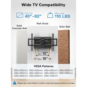 Pipishell Full Motion TV Wall Mount 40-82 Inch Smooth Swivel