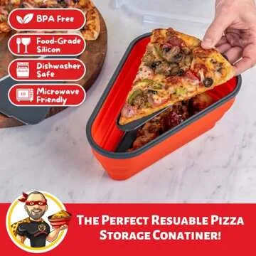 PIZZA PACK The Perfect Reusable Pizza Storage with 5 Microwavable Serving Tray - BPA-Free Adjustable...